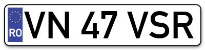 Placuta inmatriculare numar auto  VN-47-VSR, VN 47 VSR, VN47VSR