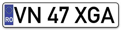 Placuta inmatriculare numar auto  VN-47-XGA, VN 47 XGA, VN47XGA