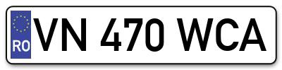 Placuta inmatriculare numar auto  VN-470-WCA, VN 470 WCA, VN470WCA