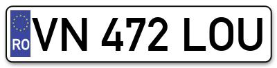Placuta inmatriculare numar auto  VN-472-LOU, VN 472 LOU, VN472LOU