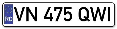 Placuta inmatriculare numar auto  VN-475-QWI, VN 475 QWI, VN475QWI