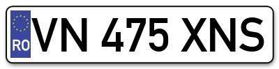 Placuta inmatriculare numar auto  VN-475-XNS, VN 475 XNS, VN475XNS