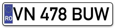 Placuta inmatriculare numar auto  VN-478-BUW, VN 478 BUW, VN478BUW
