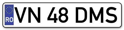 Placuta inmatriculare numar auto  VN-48-DMS, VN 48 DMS, VN48DMS