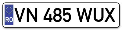 Placuta inmatriculare numar auto  VN-485-WUX, VN 485 WUX, VN485WUX