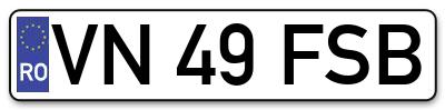 Placuta inmatriculare numar auto  VN-49-FSB, VN 49 FSB, VN49FSB