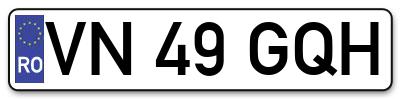 Placuta inmatriculare numar auto  VN-49-GQH, VN 49 GQH, VN49GQH