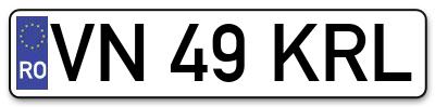 Placuta inmatriculare numar auto  VN-49-KRL, VN 49 KRL, VN49KRL