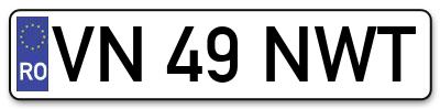 Placuta inmatriculare numar auto  VN-49-NWT, VN 49 NWT, VN49NWT