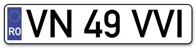 Placuta inmatriculare numar auto  VN-49-VVI, VN 49 VVI, VN49VVI