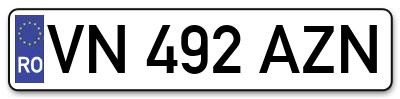 Placuta inmatriculare numar auto  VN-492-AZN, VN 492 AZN, VN492AZN