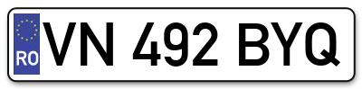 Placuta inmatriculare numar auto  VN-492-BYQ, VN 492 BYQ, VN492BYQ