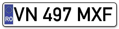Placuta inmatriculare numar auto  VN-497-MXF, VN 497 MXF, VN497MXF