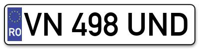 Placuta inmatriculare numar auto  VN-498-UND, VN 498 UND, VN498UND