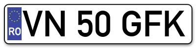 Placuta inmatriculare numar auto  VN-50-GFK, VN 50 GFK, VN50GFK