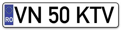 Placuta inmatriculare numar auto  VN-50-KTV, VN 50 KTV, VN50KTV