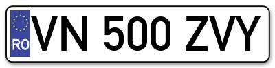 Placuta inmatriculare numar auto  VN-500-ZVY, VN 500 ZVY, VN500ZVY