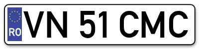 Placuta inmatriculare numar auto  VN-51-CMC, VN 51 CMC, VN51CMC