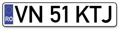 Placuta inmatriculare numar auto  VN-51-KTJ, VN 51 KTJ, VN51KTJ