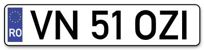 Placuta inmatriculare numar auto  VN-51-OZI, VN 51 OZI, VN51OZI