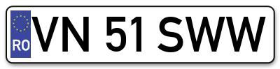 Placuta inmatriculare numar auto  VN-51-SWW, VN 51 SWW, VN51SWW