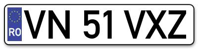 Placuta inmatriculare numar auto  VN-51-VXZ, VN 51 VXZ, VN51VXZ