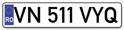 Placuta inmatriculare numar auto  VN-511-VYQ, VN 511 VYQ, VN511VYQ