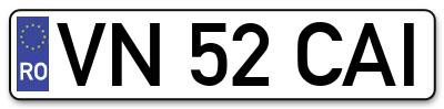 Placuta inmatriculare numar auto  VN-52-CAI, VN 52 CAI, VN52CAI