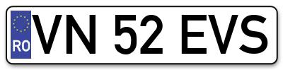 Placuta inmatriculare numar auto  VN-52-EVS, VN 52 EVS, VN52EVS