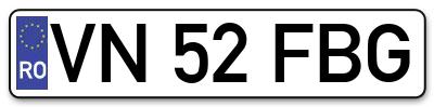 Placuta inmatriculare numar auto  VN-52-FBG, VN 52 FBG, VN52FBG