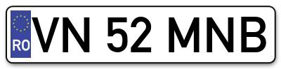 Placuta inmatriculare numar auto  VN-52-MNB, VN 52 MNB, VN52MNB