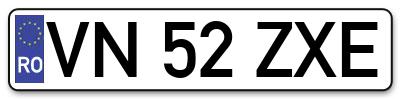 Placuta inmatriculare numar auto  VN-52-ZXE, VN 52 ZXE, VN52ZXE