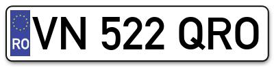 Placuta inmatriculare numar auto  VN-522-QRO, VN 522 QRO, VN522QRO