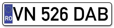 Placuta inmatriculare numar auto  VN-526-DAB, VN 526 DAB, VN526DAB