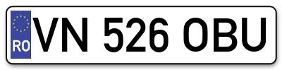 Placuta inmatriculare numar auto  VN-526-OBU, VN 526 OBU, VN526OBU