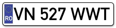 Placuta inmatriculare numar auto  VN-527-WWT, VN 527 WWT, VN527WWT