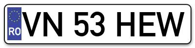 Placuta inmatriculare numar auto  VN-53-HEW, VN 53 HEW, VN53HEW