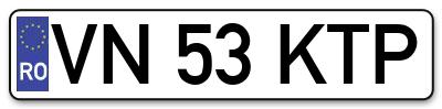 Placuta inmatriculare numar auto  VN-53-KTP, VN 53 KTP, VN53KTP