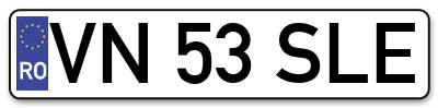 Placuta inmatriculare numar auto  VN-53-SLE, VN 53 SLE, VN53SLE
