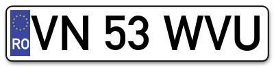 Placuta inmatriculare numar auto  VN-53-WVU, VN 53 WVU, VN53WVU
