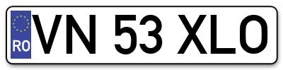 Placuta inmatriculare numar auto  VN-53-XLO, VN 53 XLO, VN53XLO