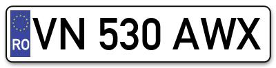 Placuta inmatriculare numar auto  VN-530-AWX, VN 530 AWX, VN530AWX