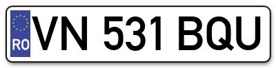 Placuta inmatriculare numar auto  VN-531-BQU, VN 531 BQU, VN531BQU