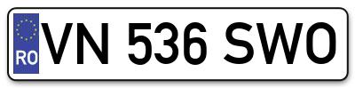 Placuta inmatriculare numar auto  VN-536-SWO, VN 536 SWO, VN536SWO
