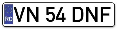 Placuta inmatriculare numar auto  VN-54-DNF, VN 54 DNF, VN54DNF