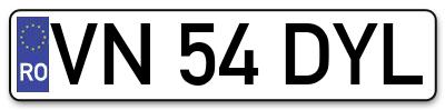 Placuta inmatriculare numar auto  VN-54-DYL, VN 54 DYL, VN54DYL