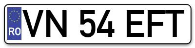 Placuta inmatriculare numar auto  VN-54-EFT, VN 54 EFT, VN54EFT
