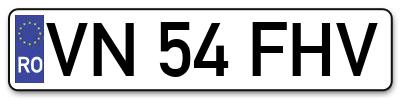 Placuta inmatriculare numar auto  VN-54-FHV, VN 54 FHV, VN54FHV