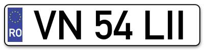Placuta inmatriculare numar auto  VN-54-LII, VN 54 LII, VN54LII