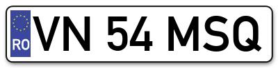 Placuta inmatriculare numar auto  VN-54-MSQ, VN 54 MSQ, VN54MSQ
